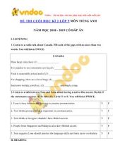 Đề thi cuối học kỳ 2 môn Tiếng Anh Lớp 9 - Năm học 2018-2019 (Có đáp án)